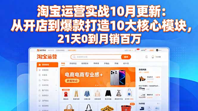 淘宝运营实战10月更新：从开店到爆款打造10大核心模块，21天0到月销百万-chywc