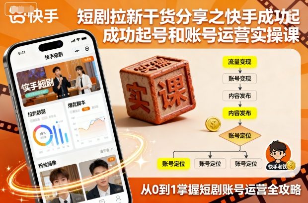 短剧拉新干货分享之快手成功起号和账号运营实操课-chywc