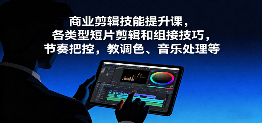 商业剪辑技能提升课，各类型短片剪辑和组接技巧，节奏把控，教调色、音乐处理等-chywc