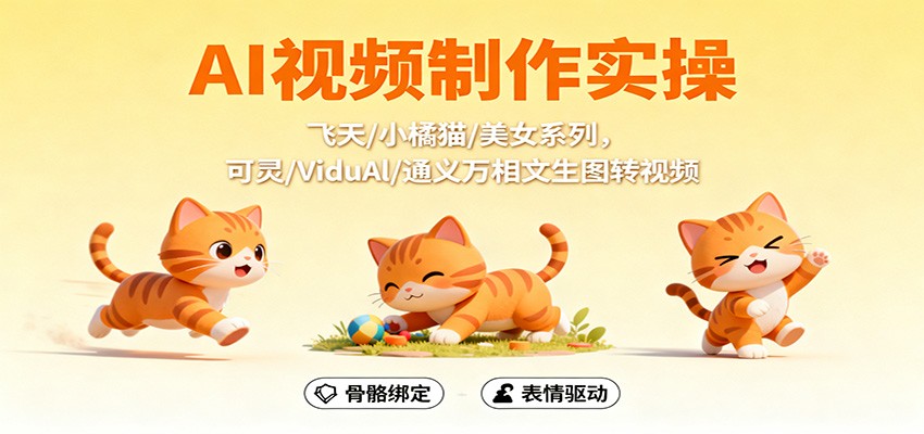 AI视频制作实操，飞天/小橘猫/美女系列，可灵/ViduAl/通义万相文生图转视频-chywc