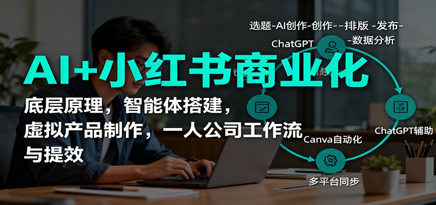 AI+小红书商业化，底层原理，智能体搭建，虚拟产品制作，一人公司工作流与提效-chywc