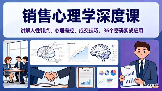 销售心理学深度课，讲解人性弱点、心理操控、成交技巧，36个密码实战应用-chywc