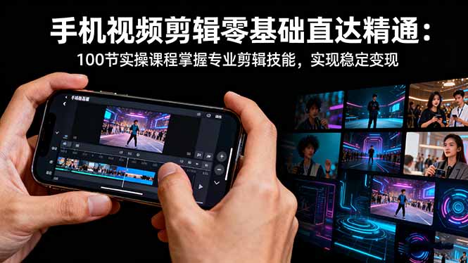 手机视频剪辑零基础直达精通：100节实操课程掌握专业剪辑技能，实现稳...-chywc