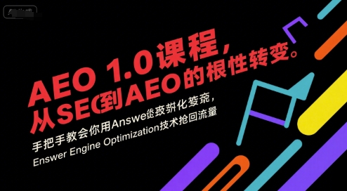 AEO 1.0 课程，从SEO到AE0的基命性转变，手把手教会你用AnswerEngineOptimization技术抢回流量(更新)-chywc