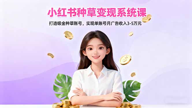 小红书种草变现系统课：打造吸金种草账号，实现单账号月广告收入3-5万元-chywc