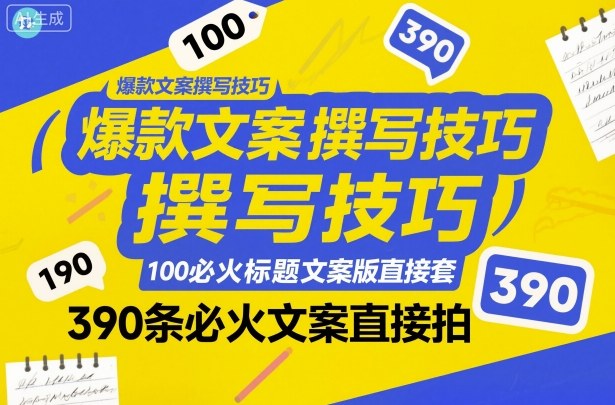 爆款文案撰写技巧，100个必火标题文案模版直接套，390条必火文案直接拍-chywc