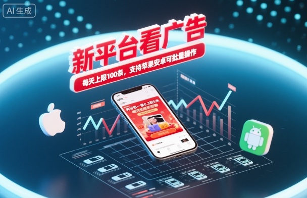 新平台看广告，养好机一条0.3到5米，每天上限100条，支持苹果安卓可批量操作-chywc