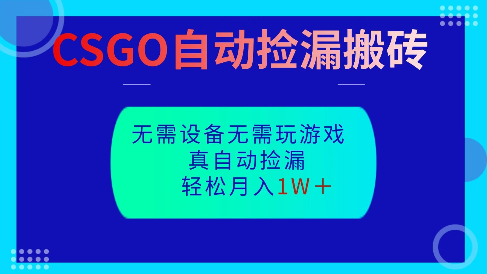 CSGO自动捡漏搬砖,当天操作当天见结果,无需了解游戏,包教包会包落地-chywc