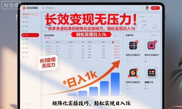 长效变现无压力！拼多多虚拟类目矩阵化实操技巧，轻松实现日入1k【揭秘】-chywc
