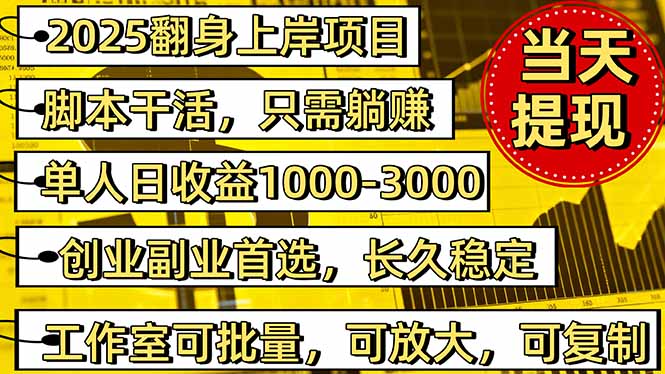 2025翻身上岸项目脚本干活，内部客户经理内部开号，单人日收益1000-300...-chywc