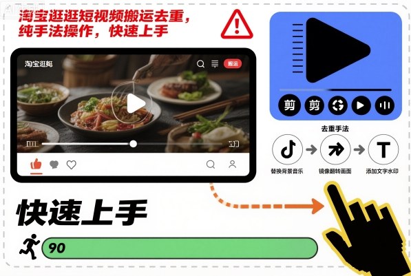 淘宝逛逛短视频搬运去重，纯手法操作，快速上手-chywc