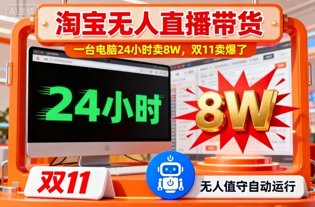 淘宝无人直播带货，一台电脑214小时卖8W，双11卖爆了【揭秘】-chywc