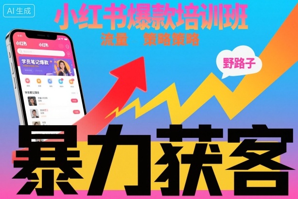 小红书爆款培训班，小红书获客野路子流量打法，暴力持续获客-chywc