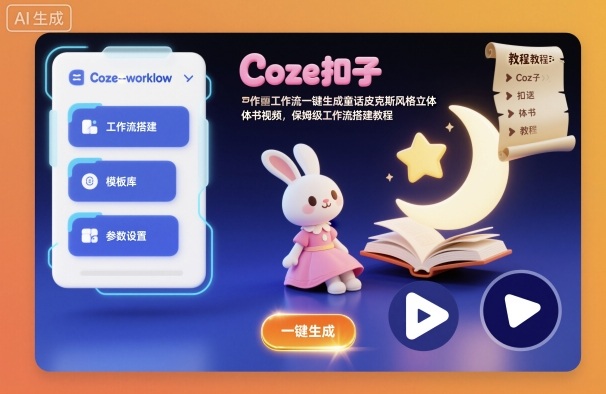 Coze扣子工作流一键生成童话皮克斯风格立体书视频，保姆级工作流搭建教程-chywc