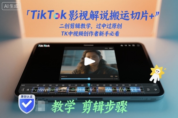 TikTok影视解说搬运切片+二创剪辑教学，过中过原创，TK中视频创作者新手必看-chywc