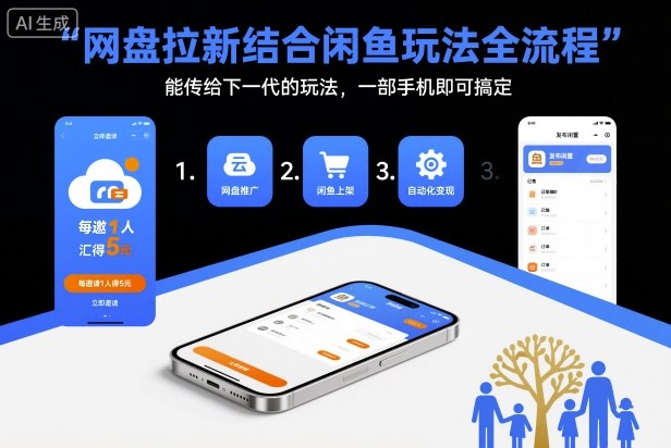 网盘拉新结合闲鱼玩法全流程，能传给下一代的玩法，一部手机即可搞定(附入口渠道以及实操教程)-chywc