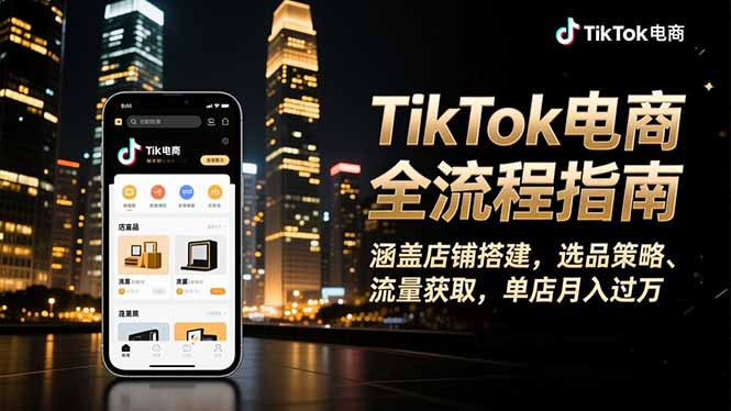 TikTok电商全流程指南，涵盖店铺搭建、选品策略、流量获取，单店月入过万-chywc