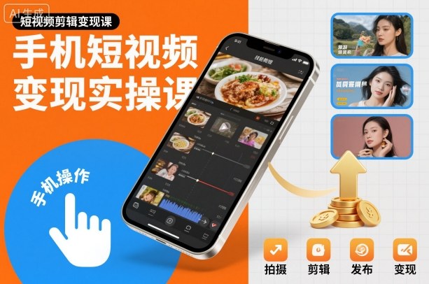 手机短视频变现实操课，短视频剪辑变现课-chywc