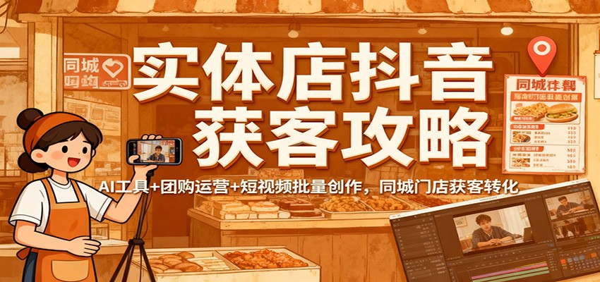 实体店抖音获客攻略：AI工具+团购运营+短视频批量创作，同城门店获客转化-chywc