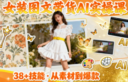 女装图文带货的AI实操课，覆盖38个实用技能，快速提升素材制作效率-chywc