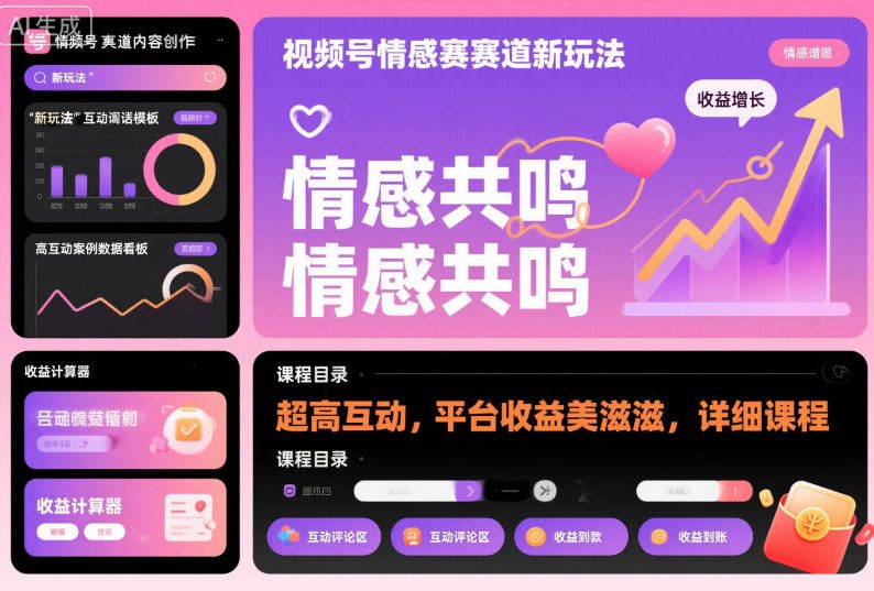 视频号情感赛道新玩法，超高互动，平台收益美滋滋，详细课程-chywc