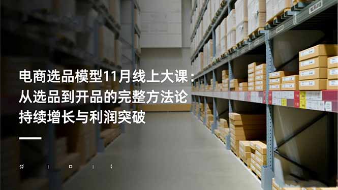 电商选品模型11月线上大课：从选品到开品的完整方法论 持续增长与利润突破-chywc