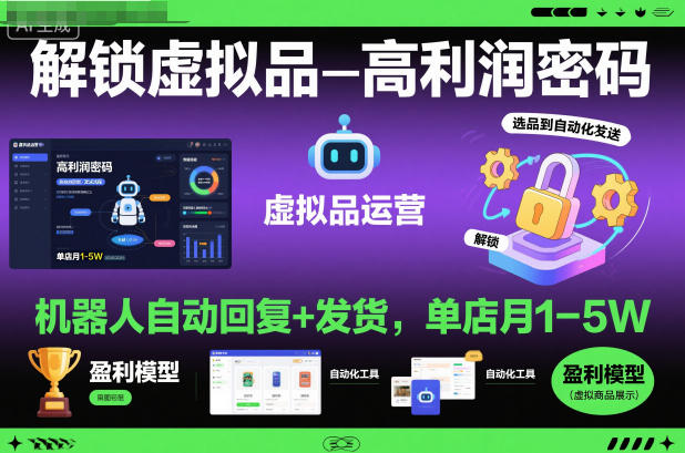 解锁虚拟品高利润密码：机器人自动回复+发货，单店月1-5W【揭秘】-chywc