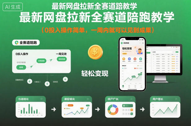 最新网盘拉新全赛道陪跑教学，0投入操作简单，一周内就可以见到成果-chywc