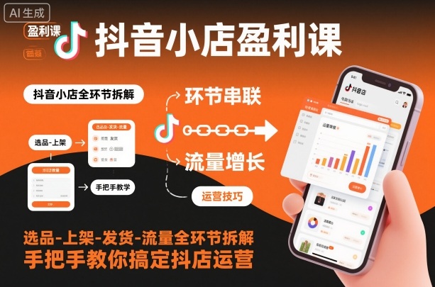 抖音小店盈利课-选品-上架-发货-流量全环节拆解，手把手教你搞定抖店运营-chywc