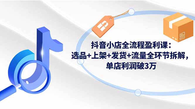 抖音小店全流程盈利课：选品+上架+发货+流量全环节拆解，单店利润破3万-chywc