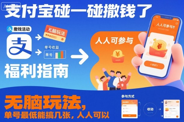 支付宝碰一碰撒钱了，无脑玩法，单号最低能搞几张，人人可以撸【揭秘】-chywc