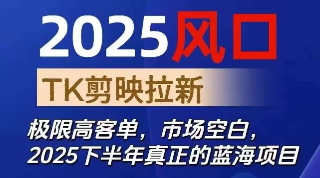 2025风口TK剪映capcut拉新项目，极限高客单，市场空白，2025下半年真正的蓝海项目-chywc