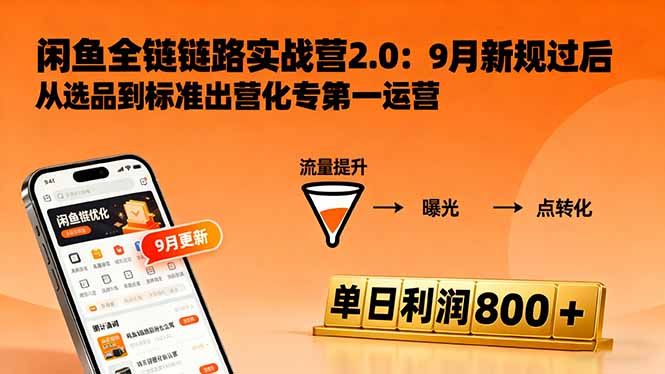 闲鱼变现课3.0：掌握链接优化、流量提升、商业变现，单日利润800+-chywc