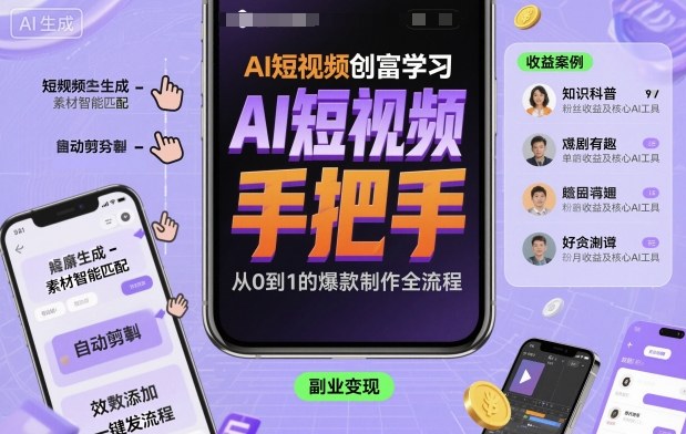 AI短视频创富学习，手把手教会你制作AI短视频-chywc