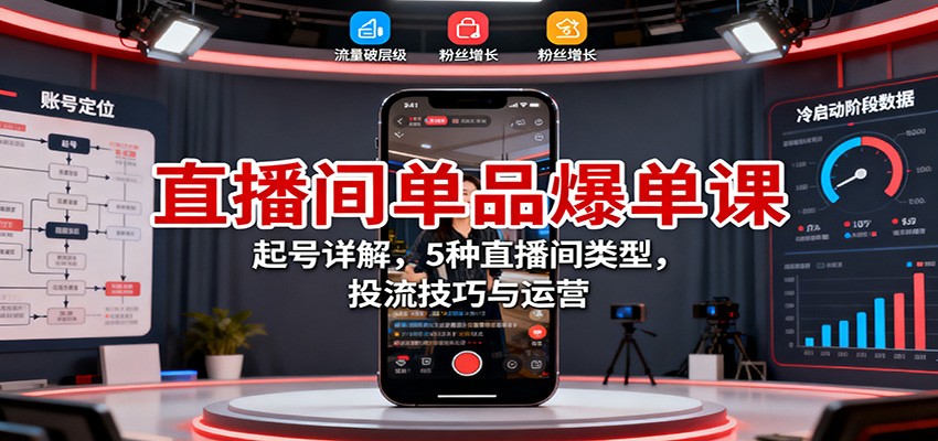 直播间单品爆单课：起号详解，5种直播间类型，投流技巧与运营-chywc