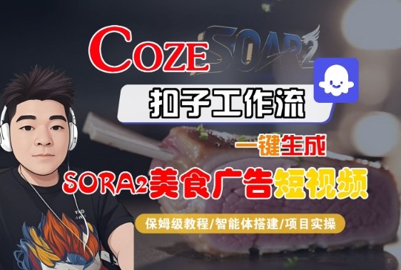 Coze扣子智能体工作流一键生成“SORA2美食广告“短视频，全流程保姆级教学-chywc