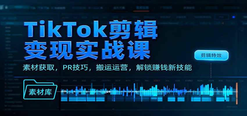 TikTok剪辑变现实战课：素材获取，PR技巧，搬运运营，解锁赚钱新技能-chywc