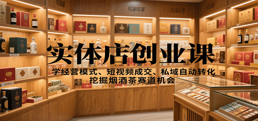 实体店创业课：学经营模式、短视频成交、私域自动转化，挖掘烟酒茶赛道机会-chywc
