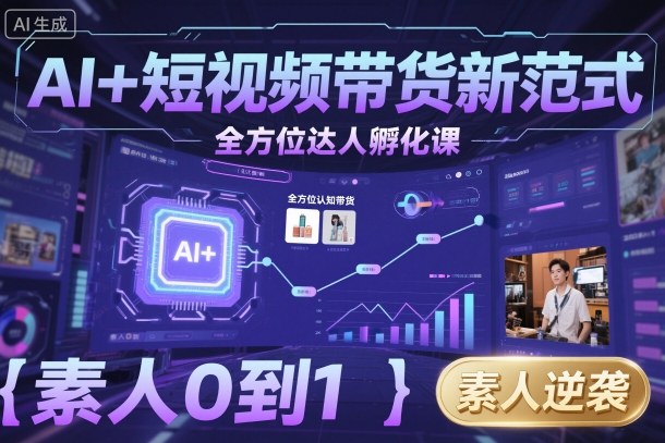 AI+短视频带货新范式全方位达人孵化课，素人也可以从0到1，全方位认知短视频带货-chywc