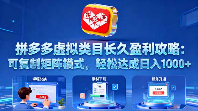 拼多多虚拟类目长久盈利攻略：可复制矩阵模式，轻松达成日入 1000+-chywc