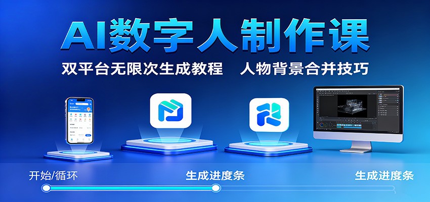 AI数字人制作课：双平台无限次生成教程，人物背景合并技巧-chywc
