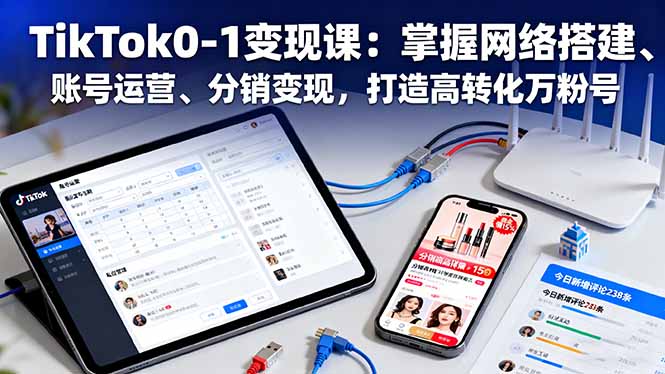 TikTok0-1变现课：掌握网络搭建、账号运营、分销变现，打造高转化万粉号-chywc