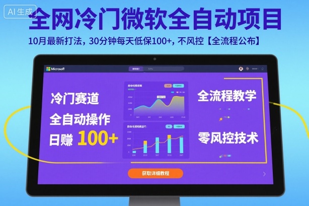 全网冷门微软全自动挂G项目，10月最新打法，30分钟每天低保100+，不风控【全流程公布】【揭秘】-chywc