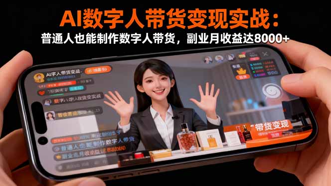 AI数字人带货变现实战：普通人也能制作数字人带货，副业月收益达8000+-chywc