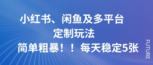 小红书、闲鱼及多平台定制玩法简单粗暴！每天稳定5张-chywc