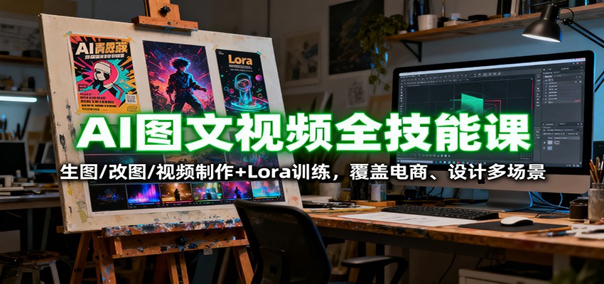 AI图文视频全技能课：生图/改图/视频制作+Lora训练，覆盖电商 、设计多场景-chywc