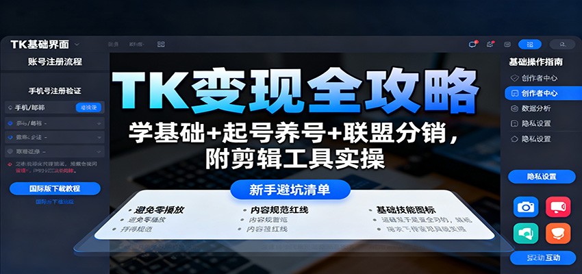 TK变现全攻略：学基础+起号养号+联盟分销，附剪辑工具实操-chywc