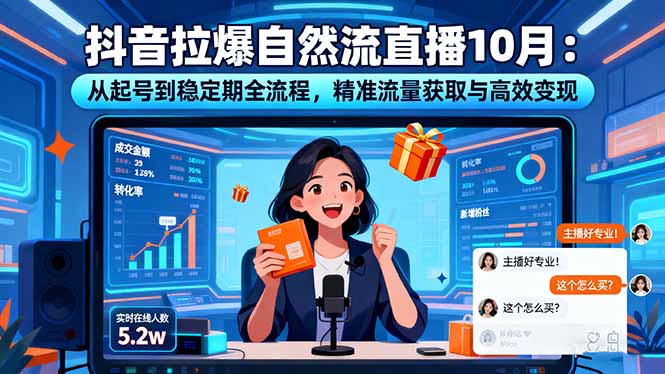 抖音拉爆自然流直播10月：从起号到稳定期全流程，精准流量获取与高效变现-chywc