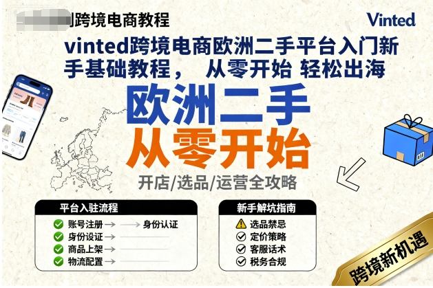 vinted跨境电商欧洲二手平台入门新手基础教程，从零开始轻松出海-chywc