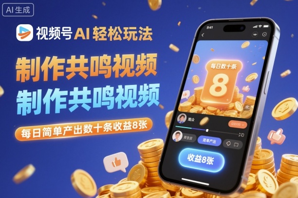 视频号AI轻松玩法，制作共鸣视频，每日简单产出数十条收益8张-chywc